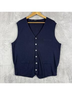 Suitsupply Cotton Cashmere Vest Navy Button Vest Waistcoat Men Large quietluxury
